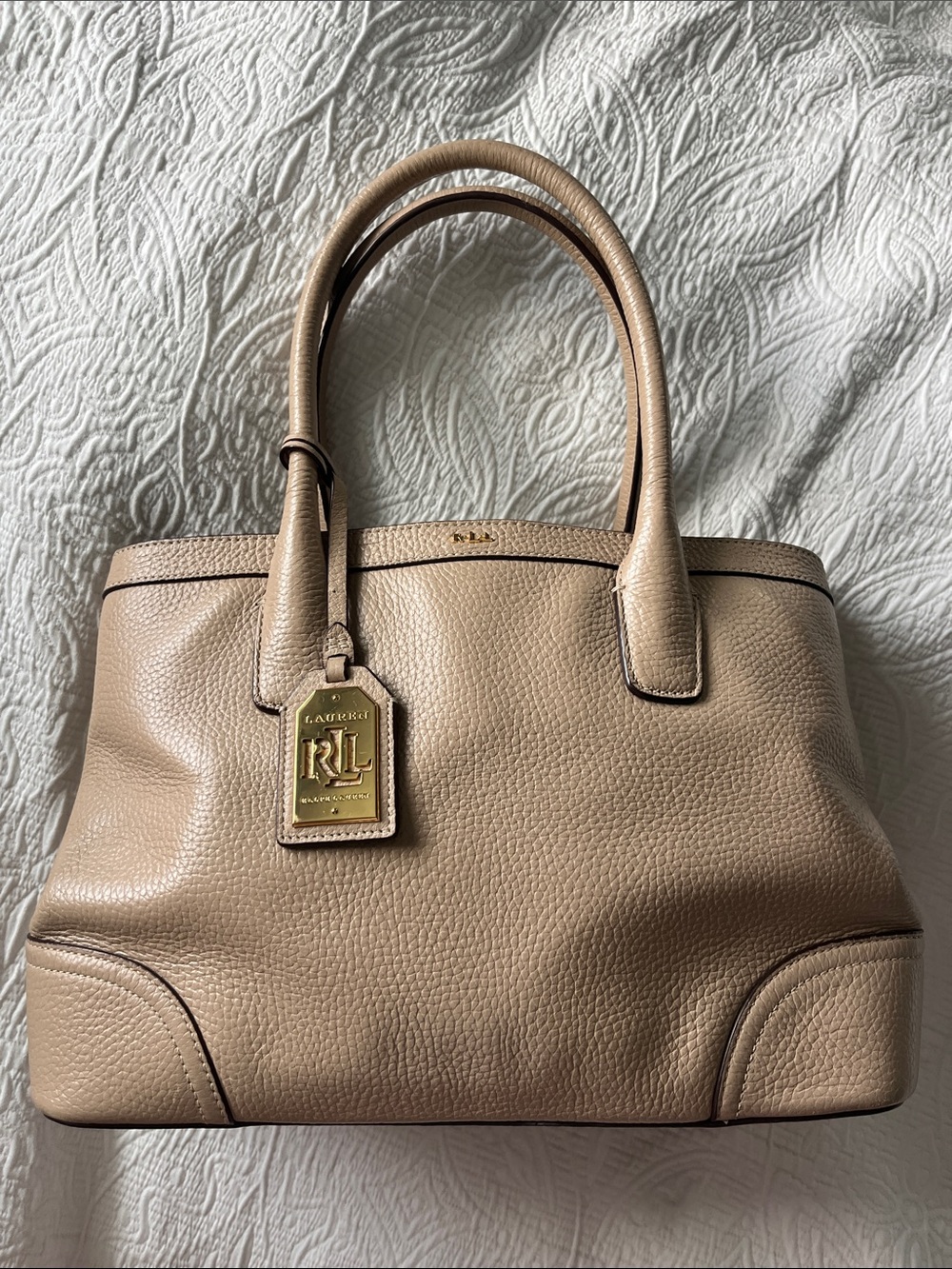 Ralph Lauren Neutral Pebbled Leather Tote Bag - Taupe excellent condition!
